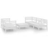 6 Piece Patio Lounge Set White Solid Pinewood