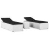 3 Piece Garden Sun Loungers with Tea Table Poly Rattan White