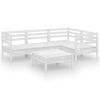 5 Piece Patio Lounge Set Solid Pinewood White