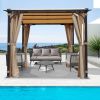 Patio Pergola 9 x 11ft Arched Gazebo with Waterproof Sun Shade Shelter Awning Steel Frame Grape Gazebo for Garden Backyard