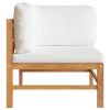 2-Seater Patio Sofa with Cream Cushions Solid Teak Wood