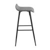 Ale 30" Contemporary Fixed-Height Bar Stool in Black Steel and Grey Faux Leather by LumiSource - Set of 2