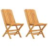 Folding Patio Chairs 2 pcs 18.5"x18.5"x35" Solid Wood Teak