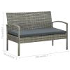 4 Piece Patio Lounge Set with Cushions Poly Rattan Gray