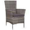 3 Piece Bistro Set Poly Rattan Gray