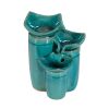 8.1x7.3x10.4" Decorative Blue Ceramic Water Fountain with 3 Tier Design, Indoor Outdoor Tabletop Fountain