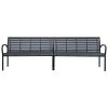 Twin Patio Bench 98.8" Steel and WPC Black