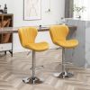 Ellston Upholstered Adjustable Swivel Barstools in Yellow, Set of 2