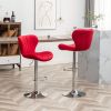 Ellston Upholstered Adjustable Swivel Barstools in Red, Set of 2