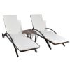 Sun Loungers with Table Poly Rattan Brown