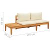 Patio Bench with Table Cream White Cushions Solid Acacia Wood