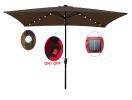 10 x 6.5t Rectangular Patio Umbrella Solar LED Lighted Outdoor Market Table Waterproof Umbrellas Sunshade with Crank and Push Button Tilt for Garden D