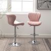 Ellston Upholstered Adjustable Swivel Barstools in Pink, Set of 2