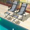 2 Pieces Patio Folding Dining Chair set with Adjustable Backrest