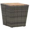 3 Piece Bistro Set Poly Rattan and Acacia Wood Gray