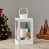 Holiday Time 10 Inch Pop of Color White Metal Decorative Lantern with LED Candle