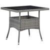 3 Piece Garden Dining Set Gray Poly Rattan and Glass