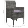 3 Piece Bistro Set Poly Rattan and Acacia Wood Gray