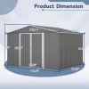 10X8 FT Outdoor Storage Shed, All Weather Metal Sheds withLockable Doors, Tool Shed for Garden, Patio, Backyard, Lawn, Grey