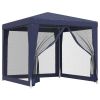 Party Tent with 4 Mesh Sidewalls Blue 8.2'x8.2' HDPE