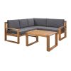 3-Piece Patio Sectional Set Acacia Wood and Grey Cushions Ideal for Outdoors and Indoors