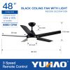 48" YUHAO Modern Contemporary LED Ceiling Fan with Remote Control