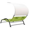 Double Sun Lounger with Canopy Textilene Green