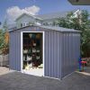 Outdoor Storage Shed 8 x 6 FT Large Metal Tool Sheds, Heavy Duty Storage House with Sliding Doors with Air Vent for Backyard Patio Lawn to Store Bikes