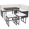 5 Piece Outdoor Dining Set Steel Poly Rattan Brown