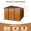 8ft x 10ft Outdoor Metal Storage Shed with Metal Floor Base,Coffee