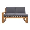 3-Piece Patio Sectional Set Acacia Wood and Grey Cushions Ideal for Outdoors and Indoors