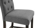 Leviton Solid Wood Tufted Asons Barstool, Set of 2, Grey