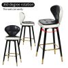 Jinsi Nan Leather Bar Stool 360 Rotating Bar Stool with Backrest and Foot Pedals for Bars, Kitchen, Dining Room, Living Room & Bistro