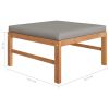 Footrest with Dark Gray Cushion Solid Teak Wood