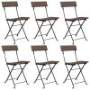 Folding Bistro Chairs 6 pcs Brown Poly Rattan and Steel