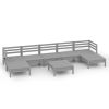 8 Piece Patio Lounge Set Gray Solid Pinewood