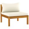 2 Piece Sofa Set with Cream White Cushions Solid Acacia Wood