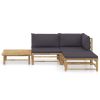 4 Piece Garden Lounge Set with Dark Gray Cushions Bamboo