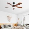 52 Inch Indoor Ceiling Fan With 3 Color Dimmable 5 ABS Blades Remote Control Reversible DC Motor Black With Led Light