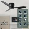 42" Flush Mount Ceiling Fan without light, 3 Reversible Blades, with 6 Speeds Reversible DC Motor