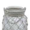 DecMode Clear Glass Decorative Candle Lantern with Rope Handle