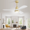 48 Inch Modern Ceiling Fan With Lights 3 Wood Fan Blade Noiseless Reversible Motor Remote Control