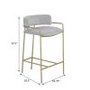 Grey and Gold Low Back Upholstered Stool