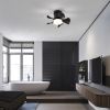 21'' low noise matte black abs blade remote ceiling fan with led light for Kitchen Bedroom Dining room Toilet Patio (Matt Black)