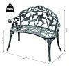 Outdoor Patio 40-inch Garden Bench with Backrest in Antique Green Metal Finish