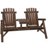 Adirondack Patio 2 Chair Lounger with Center Coffee Table Brown