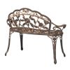 Outdoor Patio Garden Bench with Backrest in Antique Bronze Metal Finish