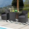 3-Piece Outdoor Patio Furniture Bistro Dining Set in Brown Grey PE Rattan