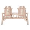 Adirondack Patio 2 Chair Lounger with Center Coffee Table Natural