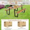 Modern Wooden Picnic Table with 2 Benches Outdoor Patio Dining Set